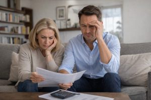 Picture of frustrated home sellers after their home expired without a sale.